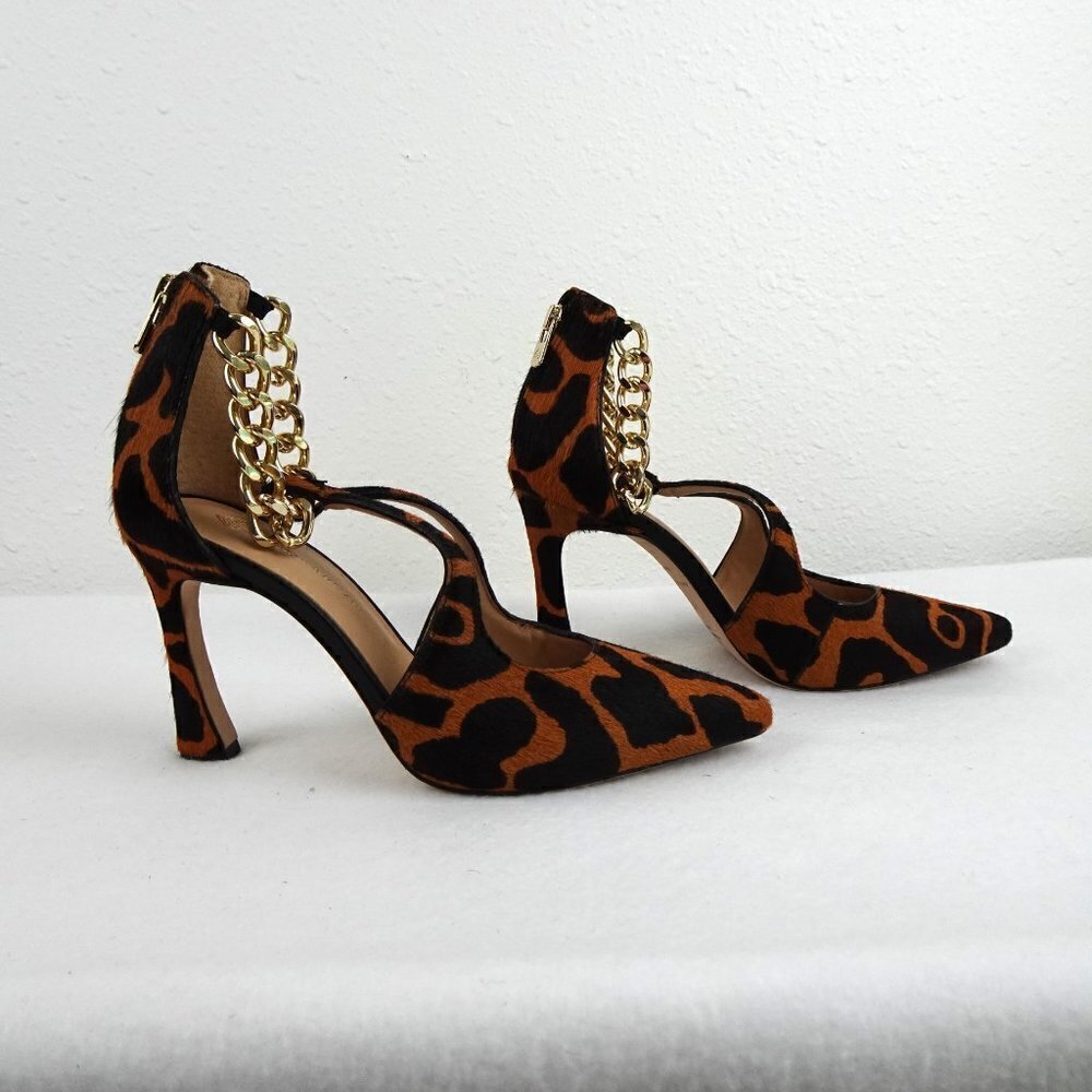 Antonio Melani Pumps Tiaa Animal Print Calf Hair Ankle Chain Size 7.5 - Picture 5 of 10